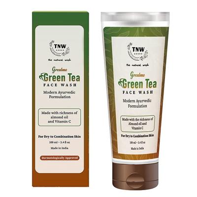 The Natural Wash Grealmo Green Tea Face Wash Pure Natural with Almond Oil & Vitamin C For Dry To Combination Skin 100ml - Face Wash & Cleansers
