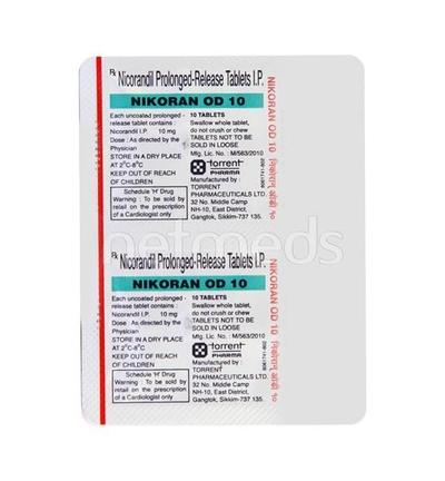 Nikoran OD 10mg Tablet 10'S - Angina