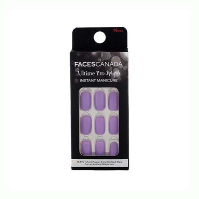 Faces Canada Ultime Pro Splash Instant Manicure - Viola , Press On Nail Extensions - 16 Pcs 1's - Nail Art