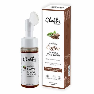 Globus Naturals Coffee Brightening Foaming With Silicon Face Massage Brush 150 ml - Face Wash & Cleansers