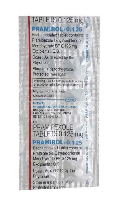 Pramirol 0.125mg Tablet 10'S - Parkinsonism-Apd