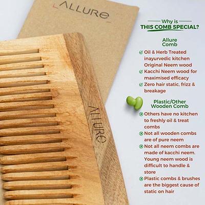 Allure Wooden Neem Comb (CD-01+CR-01) 1's - Hair Combs