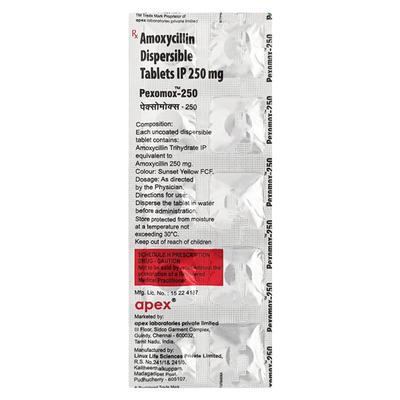 Pexomox 250mg Tablet 10'S - Bacterial Infections-Pen