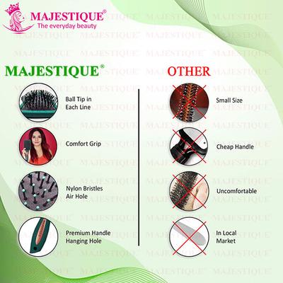 Majestique Large Paddle Brush for Styling Detangling Wet and Dry for Women, Men - Velvet Green 1's - Hair Brushes