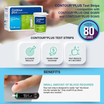 Contour Plus Blood Glucose Test Strip 50's - Blood Glucose Monitors/Strips
