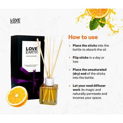 Love Earth Premium Reed Diffuser Orange with Orange Essential Oil 30 ml - Air Fresheners