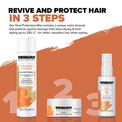 Toni&GuyHeat Protection Mist Hair Spray, Protects Against Heat Styling Up To 230 Degrees 75 ml - Hair Sprays & Mists