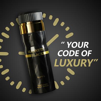 RiiFFS Magnetic Black Deodorant For men, Perfume Body Spray 200 ml - Men Deodorants/Roll-Ons