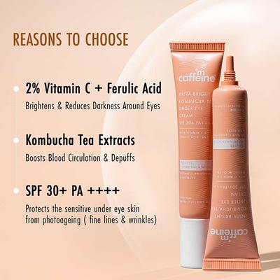 Mcaffeine Brightening and Colour Corrector Tinted Under Eye Cream - Orange, Conceals Dark Circles 15 ml - Under Eye Creams & Serums