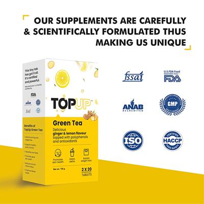 Nuvox TopUp Green Tea Effervescent Tablet - Ginger & Lemon 40's - Herbal/Green Teas