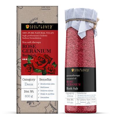 Souflower Rose Geranium Aroma Bath Salt 500 gm (N) - Bath Salts