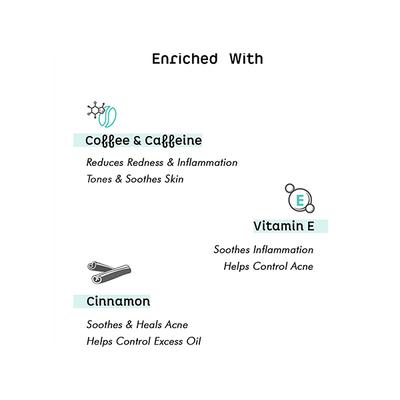 mCaffeine Anti Acne Coffee Foaming Face Wash - Oil & Pimple Control Cleanser with Cinnamon & Vitamin E 75ml - Face Wash & Cleansers