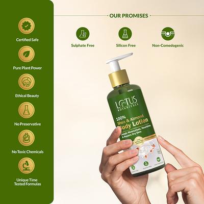 Lotus Botanicals 100% Shea & Almond Body Lotion, Moisturizes Dry Skin, All Skin Types 280 ml - Face Moisturizers