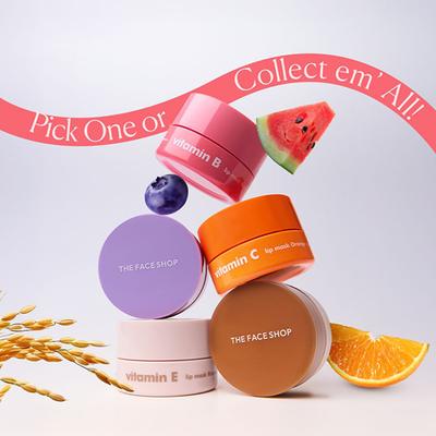 The Face Shop Vitamin B Tinted Overnight Lip Balm with Watermelon, Shea Butter for Soft, Pink Lips 7 gm - Lip Balms
