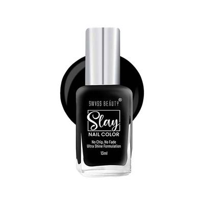 Swiss Beauty Slay Nail Color, Shade - Mid Night 13 ml - Nail Polish