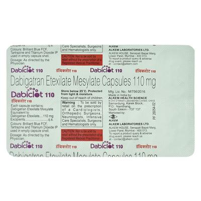 Dabiclot 110mg Capsule 10'S - Blood Clot-Ant