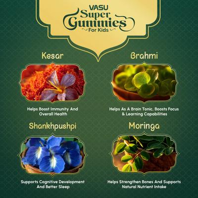 Vasu Super Gummies For Kids Natural Strawberry Flavour 60's - Speciality Medicines