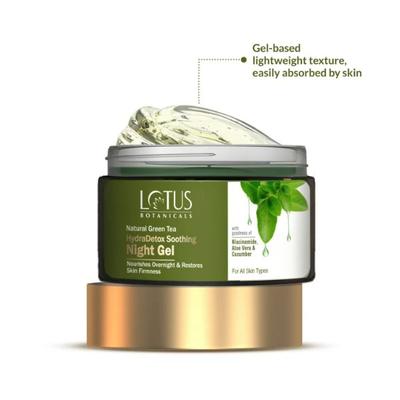 Lotus Botanicals Natural Green Tea Hydra Detox Soothing Night Gel with Niacinamide, Aloe Vera & Cucumber 50gm - Night Cream