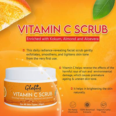 Globus Naturals Vitamin-c Brightening Face Scrub 50 gm - Face Scrubs