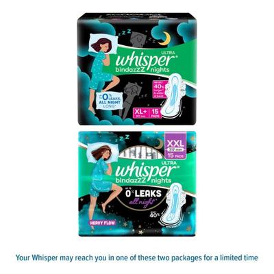 Whisper Ultra XL 48's + Whisper Ultra Bindazzz Nights XXL 15's Combo Pack - Sanitary Napkins