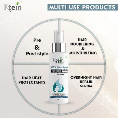 Ktein Natural 100% Plant Based Multi Vitamin Purpose with Deep Nourishment Hairspray for Hair Heat Protection Frizz Free Hair 70 ml - Hair Sprays & Mists