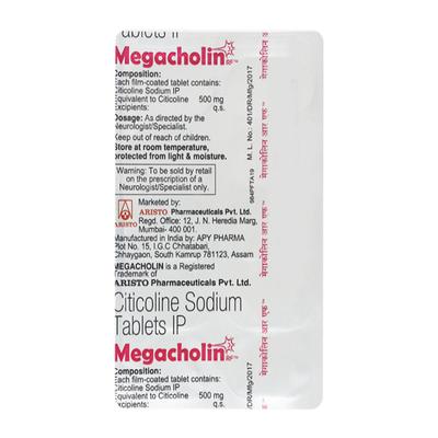 MEGACHOLIN RF 500mg Tablet 10's - Nootropics And Neurotrophics