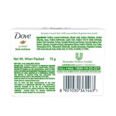 Dove Fresh Moisture Cream Beauty Bathing Bar Cucumber & Green Tea Scent Soap 75 gm - Soaps