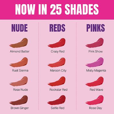 Elle 18 Colour Pop Matte Lipstick, W15, Winter Berry 4.3gm - Lipsticks