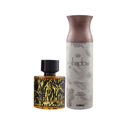 Maryaj Wild Stripes EDP Aromatic Oriental Perfume And Ajmal Shadow Homme Deodorant Citrus Woody Fragrance 300 ml - Men Perfumes (Edt/Edp)