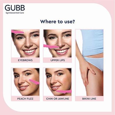 GUBB Face & Eyebrow Razor - 3 Foldable Facial Razors 50 gm - Massagers