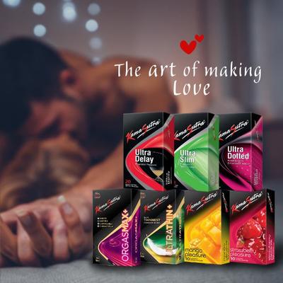 Kamasutra Flavoured Dotted Condoms - Strawberry Pleasure 10's - Plain/Flavoured Condoms