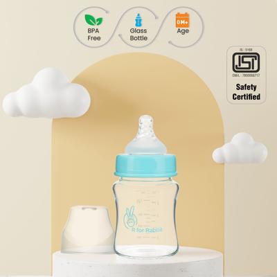 R for Rabbit First Feed Glass Feeding Bottle 120 ml - Sea Green 1's - Feeding & Nursing