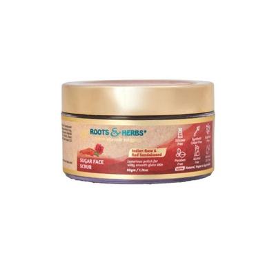 Roots & Herbs Sugar Face Scrub - Indian Rose & Red Sandalwood 50 gm - Scrubs & Exfoliants