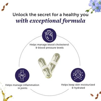 Neuherbs Omega Flaxseed Oil 1000 mg Capsules 60's - Omega Fish Oil Fatty Acids