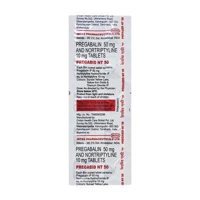 Pregabid NT 50mg Tablet 10'S - Neuropathic Pain-Dru