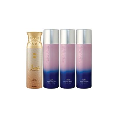 Ajmal 1 Wisal And 3 Persuade Deodorants Pack of 4 200 ml - Deodorants/Roll-Ons