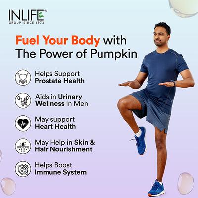 INLIFE Extra Virgin Cold Pressed Pumpkin Seed Oil 320mg Veg Capsules 60's - Omega Fish Oil Fatty Acids