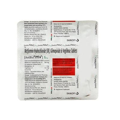 Amaryl MV 1mg Tablet 15'S - Diabetes-Ant