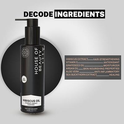 House of Beauty Hibiscus Oil For Hairfall, Soft Skin, Aids Psoriasis For Body & Hair 200ml - Hair Oils