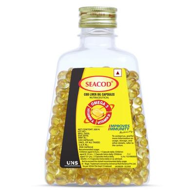 Seacod Cod Liver Oil Capsule 500's - Omega Fish Oil Fatty Acids