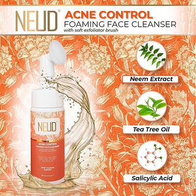 NEUD Acne Control Foaming Face Cleanser With Salicylic Acid, Neem and Tea Tree Oil (150ml X 2) 2's - Skin-Treatment