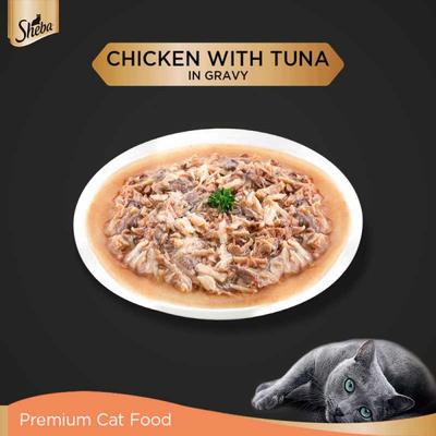 Sheba Fine Food for Cats - Chicken with Tuna in Gravy (Pack of 70 gm x 24) 1's - Petfood