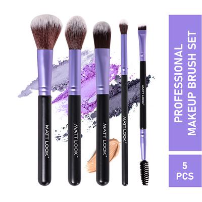 Matt Look Premium Synthetic Bristle Professional Face and Eye Makeup Brushes Set with 5 Makeup Brushes 5's - Face Brush