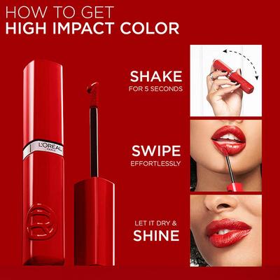 Loreal Paris Infallible Laque Resistance Lacquer-Like Shine, 16H Longwear, 420 Le Rouge Paris 4 ml - Liquid Lipsticks