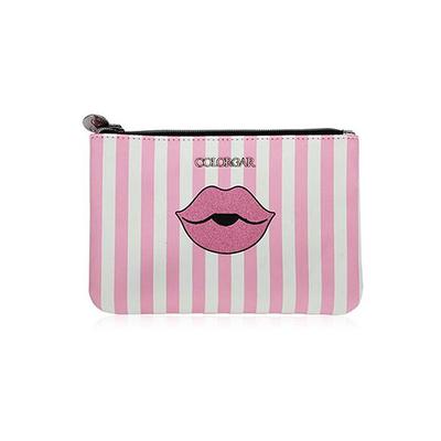 Colorbar Lips & Lashes Flat Pouches(Set Of Two) - White+Blush Pink 1's - Makeup Bags & Cases