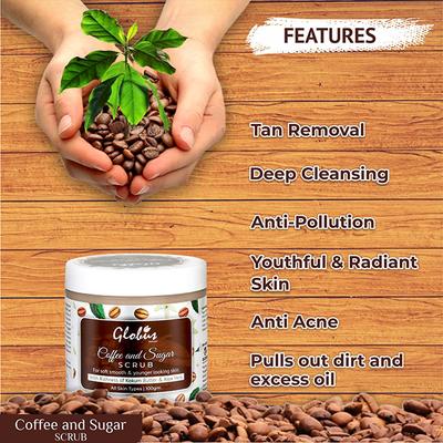 Globus Naturals Anti-tan Detoxifying Coffee And Sugar Scrub 100 gm - Scrubs & Exfoliants