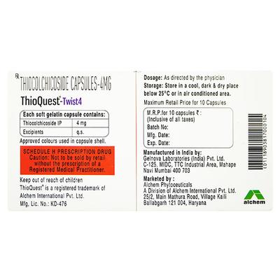 THIOQUEST TWIST 4mg Capsule 10's - Muscle Cramps/Spasticity-Mus