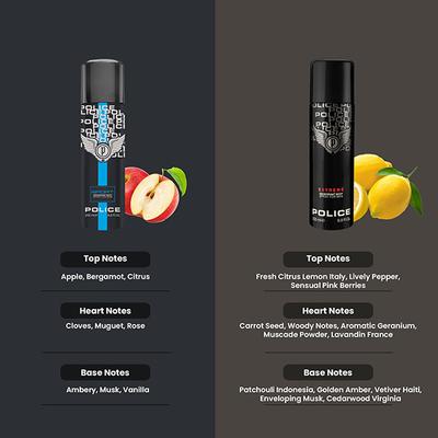 Police Sport Deodorant Spray 200ml + Extreme Deodorant Spray 200ml 2's - Men Deodorants/Roll-Ons