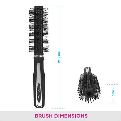 Vega Round Hair Brush for Adding Curls, Volume and Waves In Hairs, Men and Women, (E7-RB) 98 gm - Hair Brushes