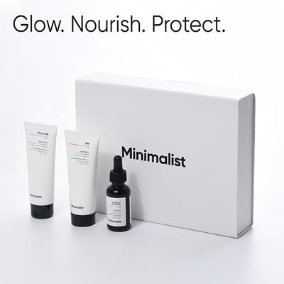 Minimalist Glow and Protect Skincare Kit, Premium Gift Hamper for All Skin Types for Women and Men 180 gm - Face Moisturizers